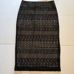 NWT NY&C 7th Avenue Lined Black Eyelet Lace Pencil Skirt Size 0